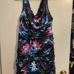 Express Black Dress with Multicolor Floral Pattern